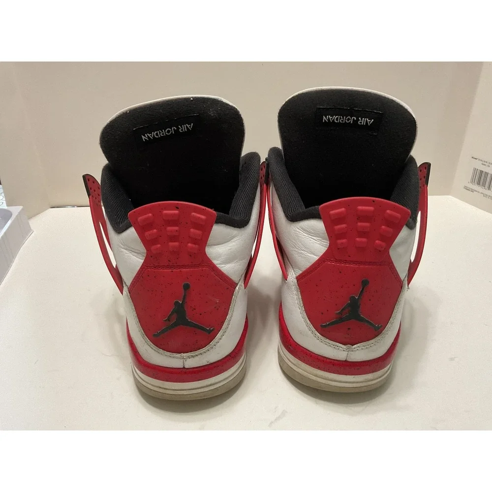 Air Jordan 4 Retro Red Cement White Fire Red Black DH6927-161 Mens 11.5 No Laces